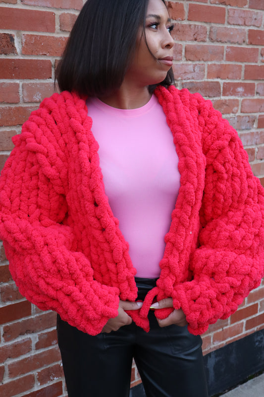 Chunky VDay Knit Cardigan