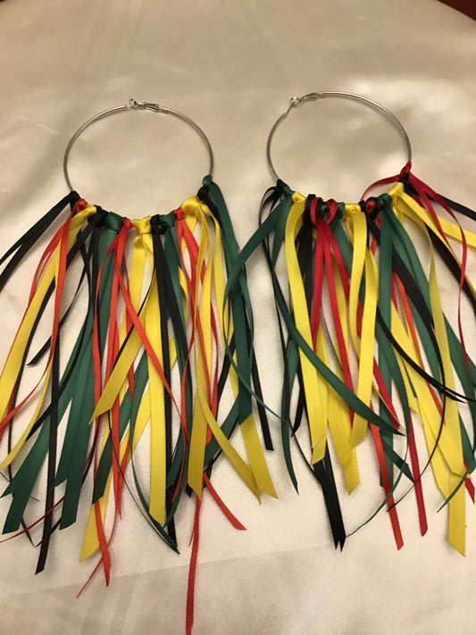 Ribbon Fringe Hoop Earrings