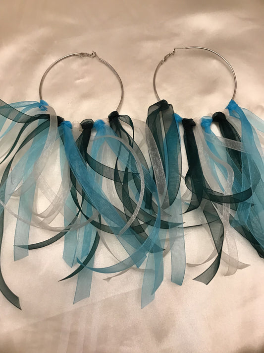 Tulle Fringe Hoop Earrings